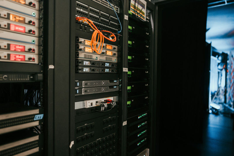 A rack of servers in a data centre